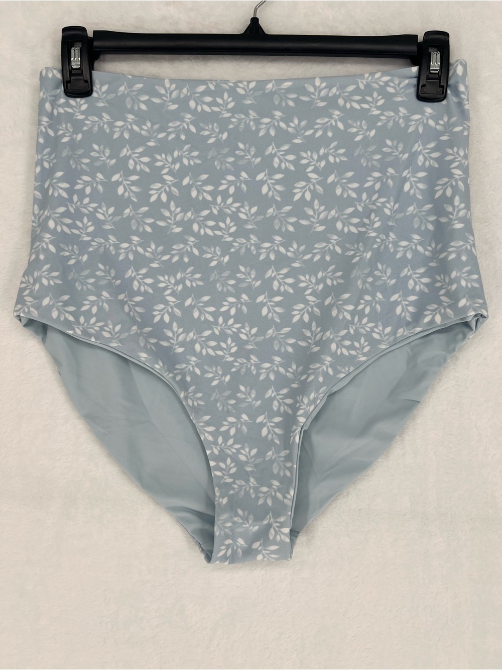 Coral Reef Swim Bali Powder Blue Reversible Ultra High Waisted Leaves Sz XL NWT